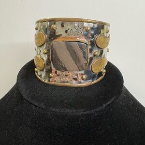 Artisan Gold and Silver Statement Cuff Bracelet